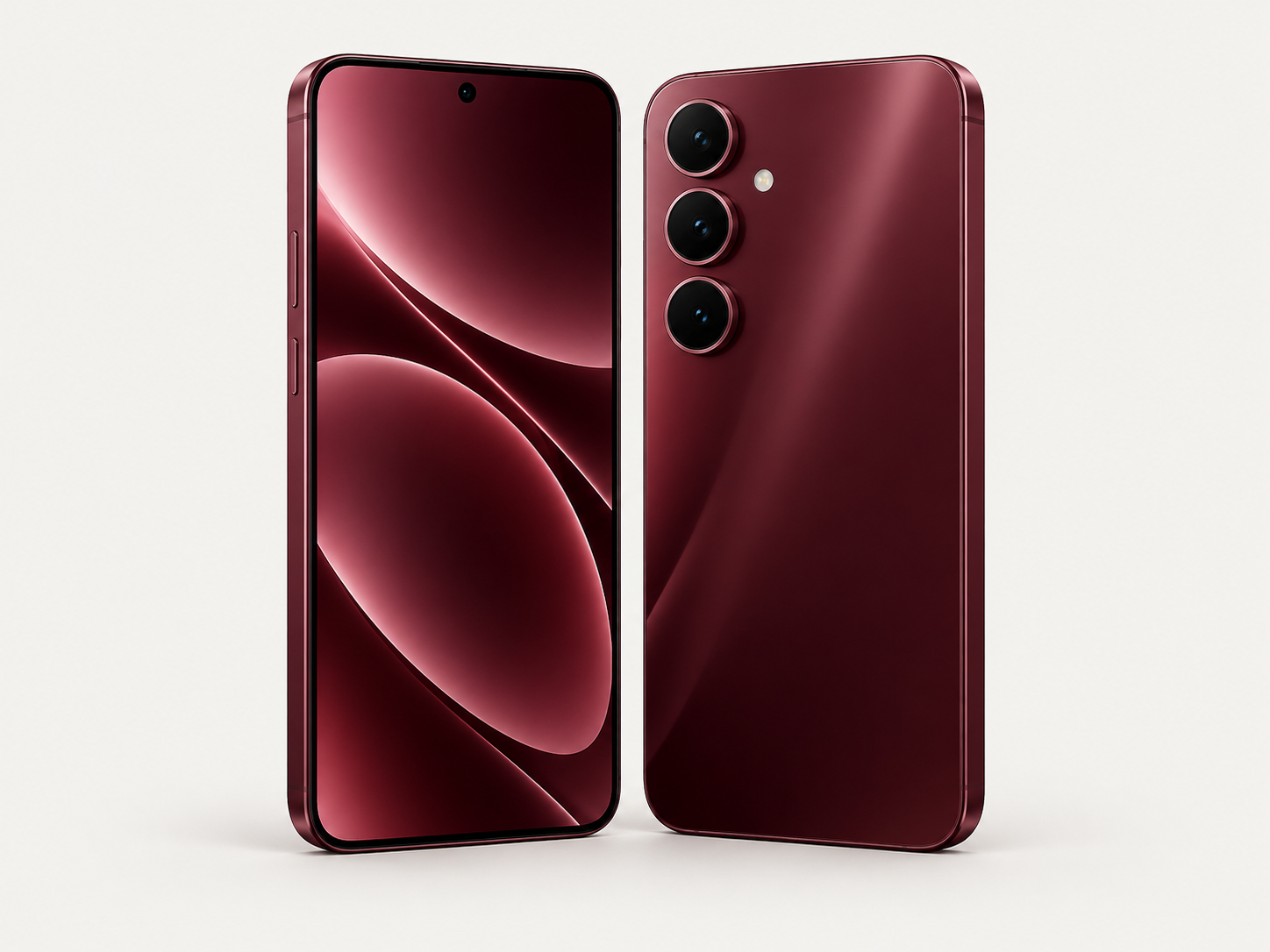 Burgundy smartphone pair
